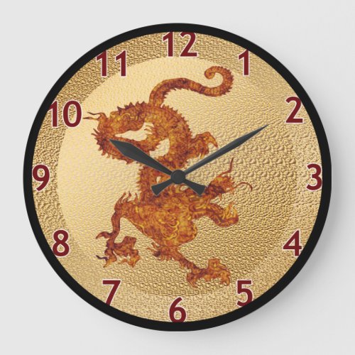 Fantastic Wood Dragon v9 Large Clock