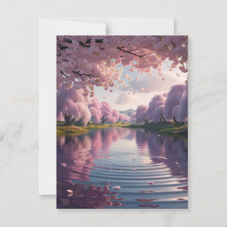 Fantastic World With Cherry Trees In Full Bloom Re Postcard