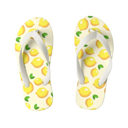 fantastic yellow lemons kids flip flops