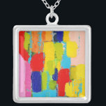 Fantastical Abstract Painting by Kris Taylor Silver Plated Necklace<br><div class="desc">Kris Taylor used heavy brush strokes to create this fantastical abstract painting. The colors feel as if they are ready to leap off the print and right onto your wall. Order your copy today!</div>