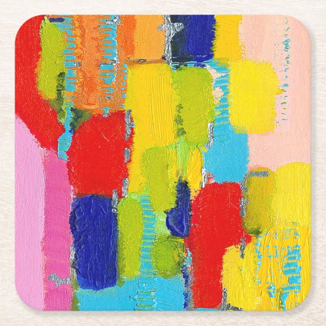 Fantastical Abstract Painting by Kris Taylor Square Paper Coaster (Front)