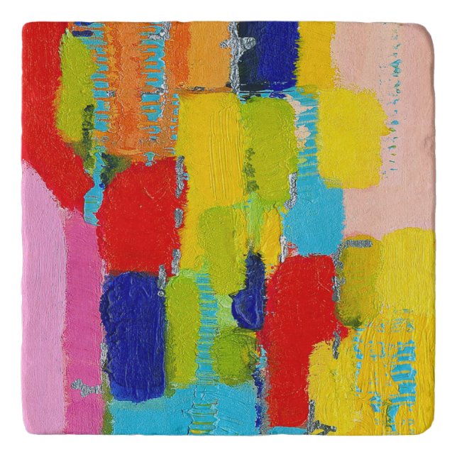 Fantastical Abstract Painting by Kris Taylor Trivet (Front)