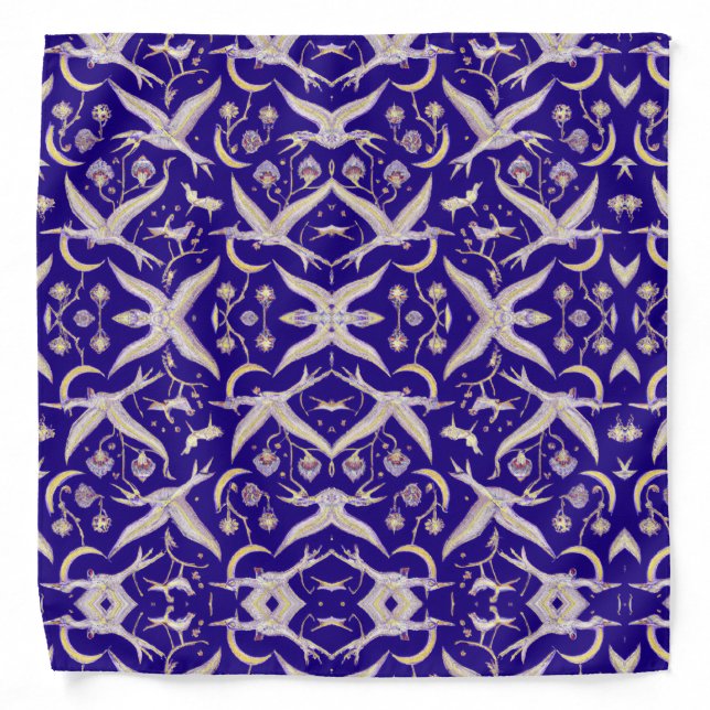 Fantastical Birds Mirrored Scarf Bandana (Front)