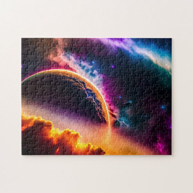 Fantastical Colorful Clouds and Planet Landscape Jigsaw Puzzle (Horizontal)