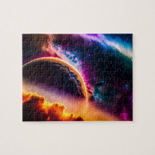 Fantastical Colorful Clouds with Planet Landscape Jigsaw Puzzle