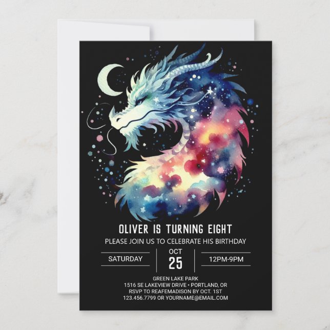 Fantastical Dragon Birthday Children Invitation (Front)