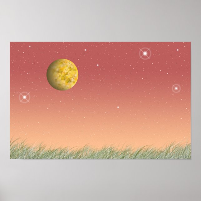 Fantastical moon and a silent starry sky. poster (Front)