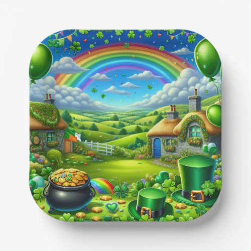 Fantastical St Paticks Day Landscape Party Paper Plates