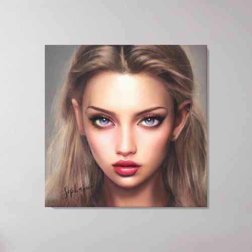 Fantasy 3D Beautiful Girl Portrait Canvas Print