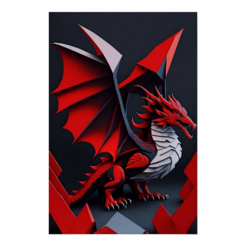 Fantasy 3d dragon network poster