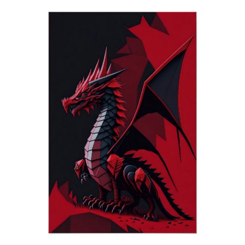Fantasy 3d dragon poster