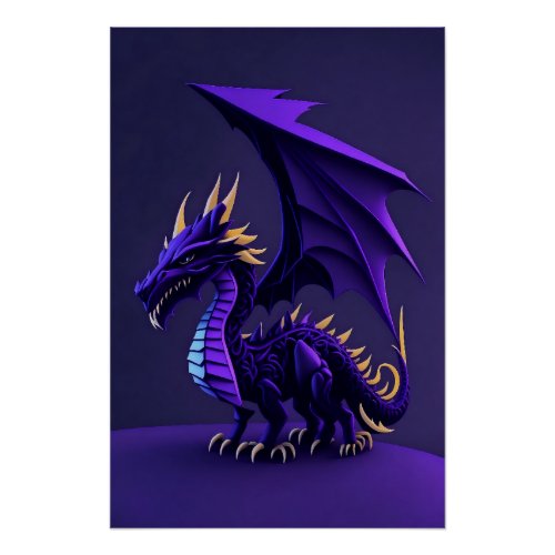 Fantasy 3d purple dragon poster