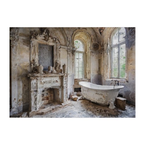 Fantasy Abandoned French Chateau Bathroom Acrylic Print