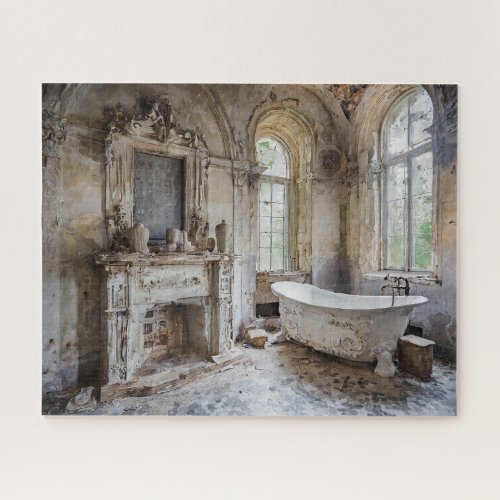 Fantasy Abandoned French Chateau Bathroom Jigsaw Puzzle