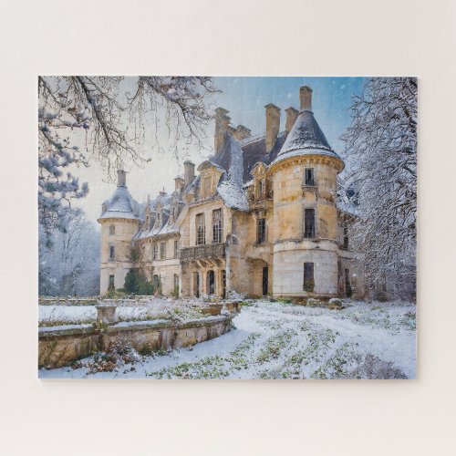 Fantasy Abandoned French Chateau in Winter Jigsaw Puzzle