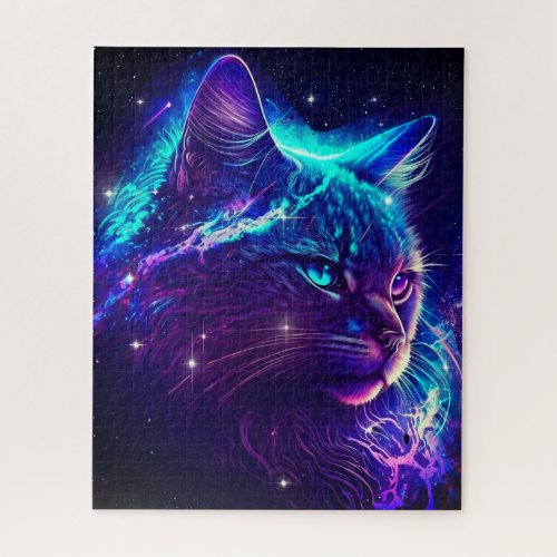 Fantasy Abstract Cute Galaxy Space Kitty Cat Jigsaw Puzzle