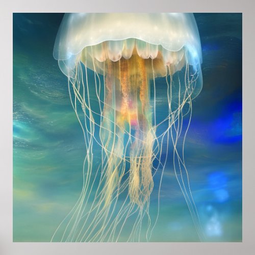 Fantasy Abstract Jellyfish In The Ocean Poster