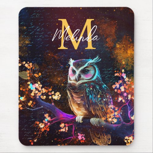 Fantasy Abstract Owl Mouse Pad