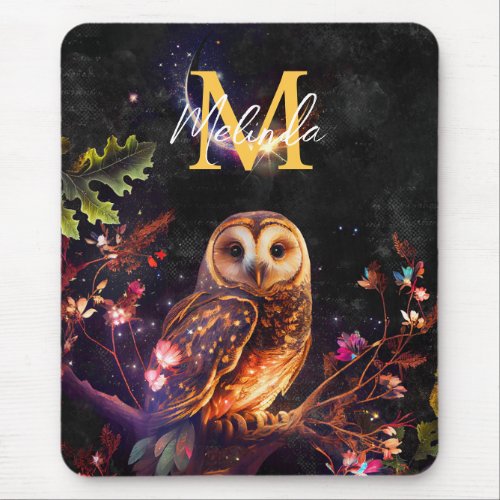 Fantasy Abstract Owl Mouse Pad