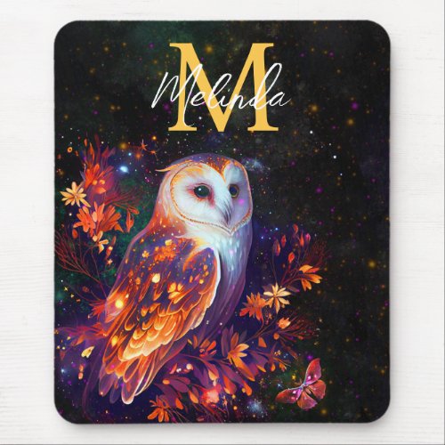 Fantasy Abstract Owl Mouse Pad