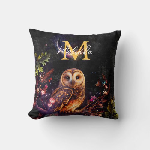 Fantasy Abstract Owl Throw Pillow