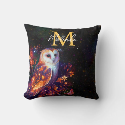 Fantasy Abstract Owl Throw Pillow