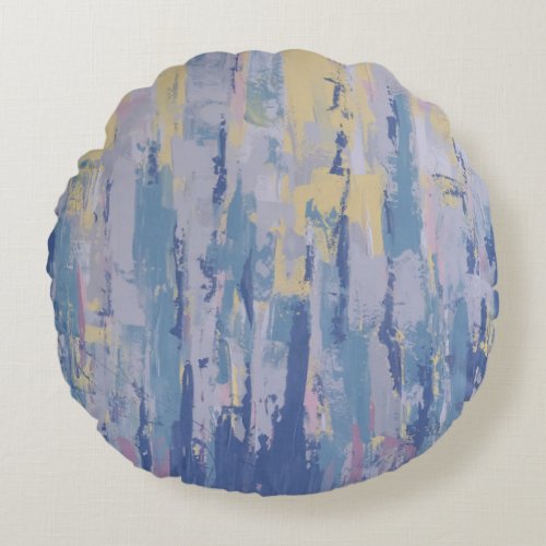 Fantasy Abstract Waterfront Cityscape Round Pillow