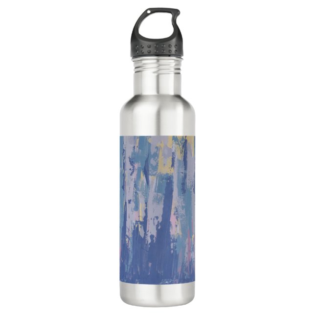 Fantasy Abstract Waterfront Cityscape Stainless Steel Water Bottle (Front)
