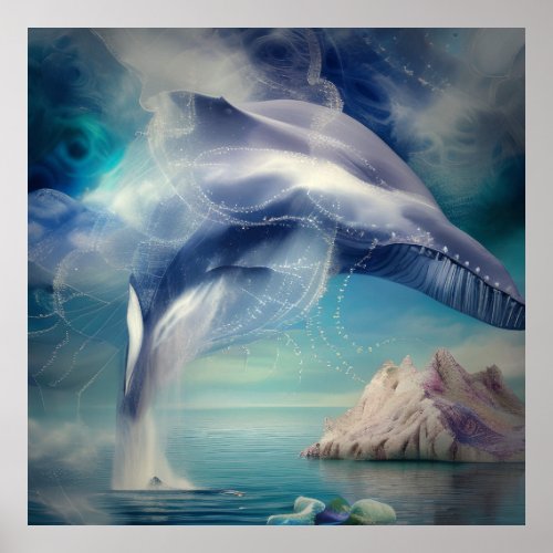 Fantasy Abstract Whale In The Ocean Poster