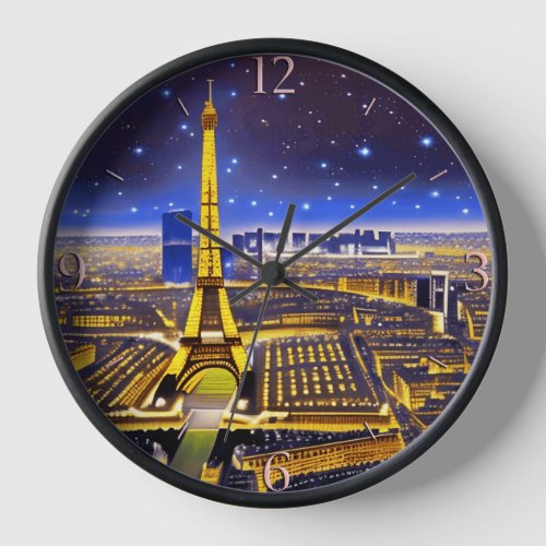 Fantasy Aerial View of Paris Under the Stars Clock