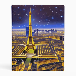 Fantasy Aerial View of Paris Under the Stars Mini Binder