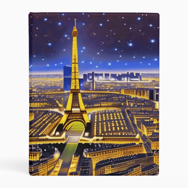 Fantasy Aerial View of Paris Under the Stars Mini Binder (Front)