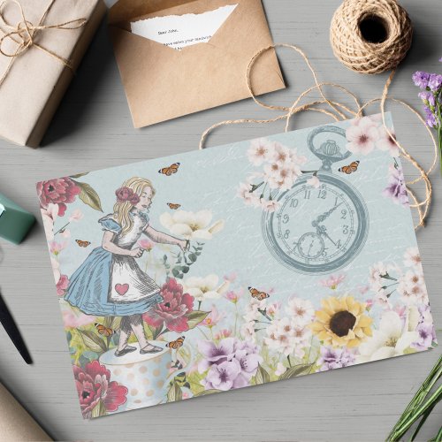 Fantasy Alice In Wonderland Magical Floral Meadow  Tissue Paper