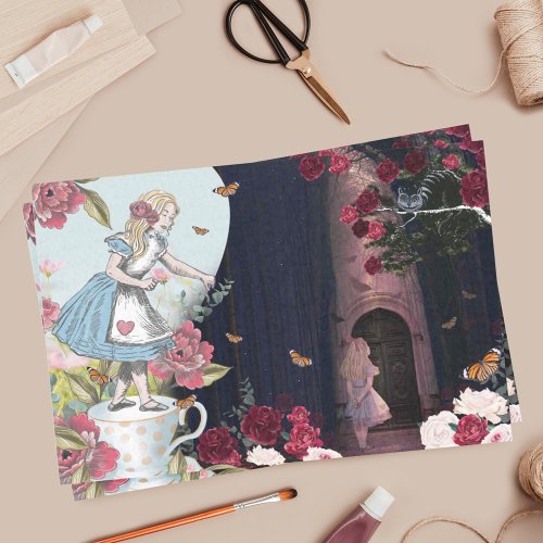 Fantasy Alice In Wonderland Magical Forest  Roses Tissue Paper