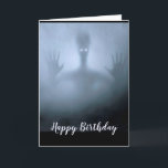 Fantasy Alien Fog Birthday Scary Ghost Night Card<br><div class="desc">Fantasy Alien Fog Creature Scary Ghost Night  Frightening or spooky Night Forest Scene.  Great for that Birthday on Halloween or those who love aliens</div>
