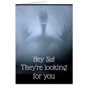 Fantasy Alien Fog Sister Birthday Looking for you Cards