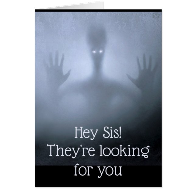 Fantasy Alien Fog Sister Birthday Looking for you Cards (Front)