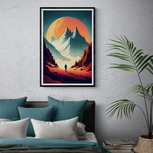 Fantasy Alien Landscape AI Art 1  Colorful Poster