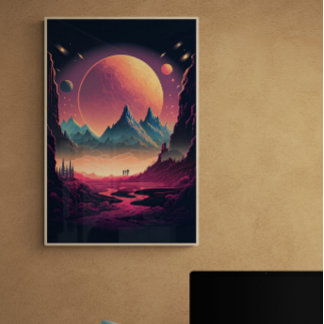 Fantasy Alien Landscape AI Art #4 | Colorful Poster
