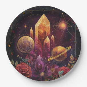 Fantasy Amethyst Crystal Realm Pattern Paper Plates