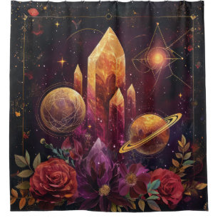 Fantasy Amethyst Crystal Realm Pattern Shower Curtain