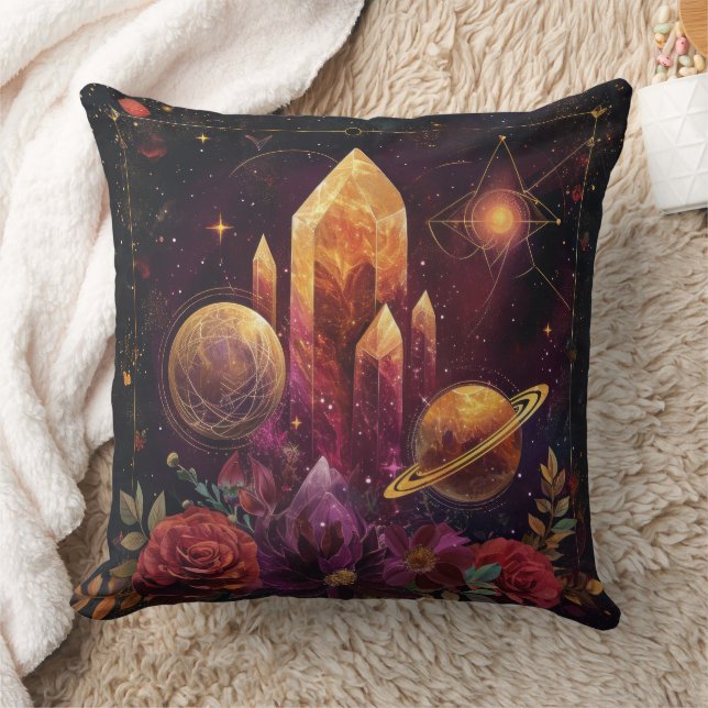 Fantasy Amethyst Crystal Realm Pattern Throw Pillow (Blanket)