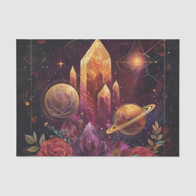 Fantasy Amethyst Crystal Realm Pattern Tissue Paper (Front)