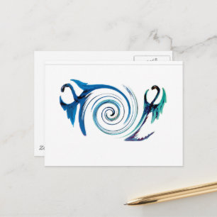 Fantasy Animal Blue Dragons Postcard