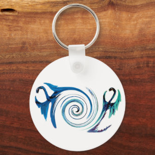 Fantasy Animal Cool Blue Dragons Keychain