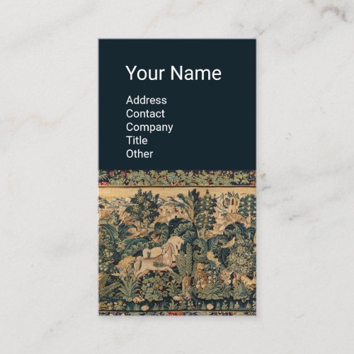 FANTASY ANIMALSHORSESWOODLAND Blue Green Floral Business Card