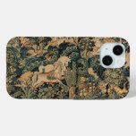 FANTASY ANIMALS,HORSES,WOODLAND Blue Green Floral iPhone 15 Case