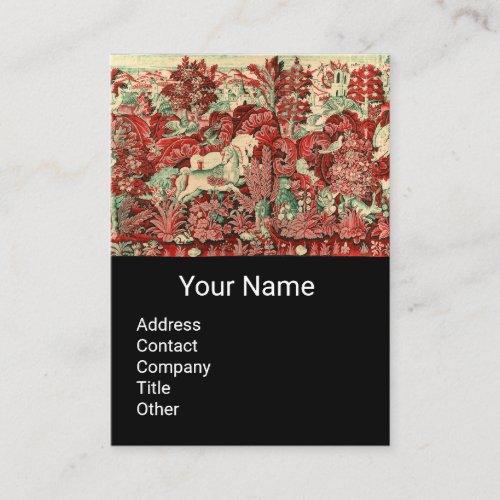 FANTASY ANIMALSHORSESWOODLAND Red Green Floral Business Card