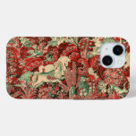 FANTASY ANIMALS,HORSES,WOODLAND Red Green Floral iPhone 15 Case