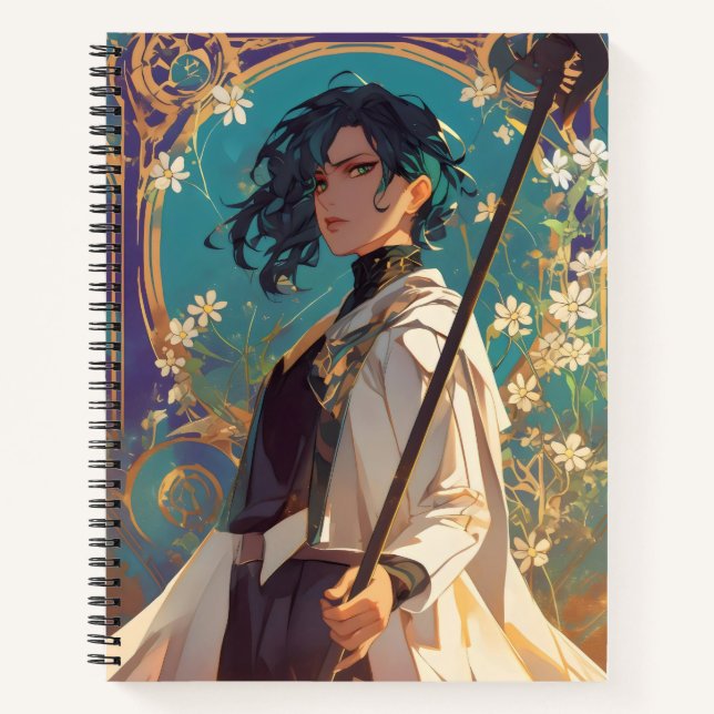 Fantasy Anime Girl Magic Notebook (Front)